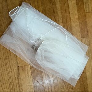 Tulle Pencil Edge Bridal Veil: Ivory Floor Length 72”